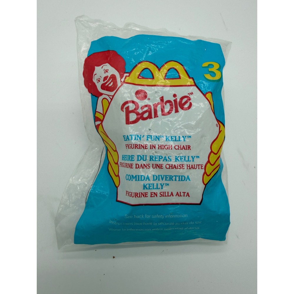 Vintage 1998 McDonalds Happy Meal Barbie Eatin Fun Kelly Figurine High Chair New